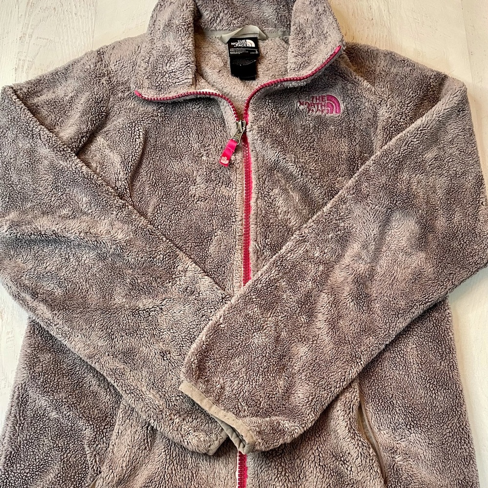 North Face Girls Gray Fleece Zip Up Jacket